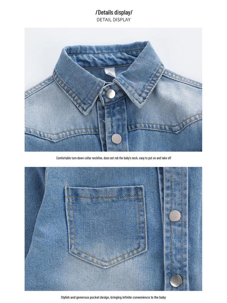 2025 Jungen Koreanischer Stil Frühling/Herbst Denim Zweiteiler Strickjacke Set