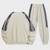 Męski modny dwuczęściowy dres sportowy w paski - Casualowy okrągły dekolt