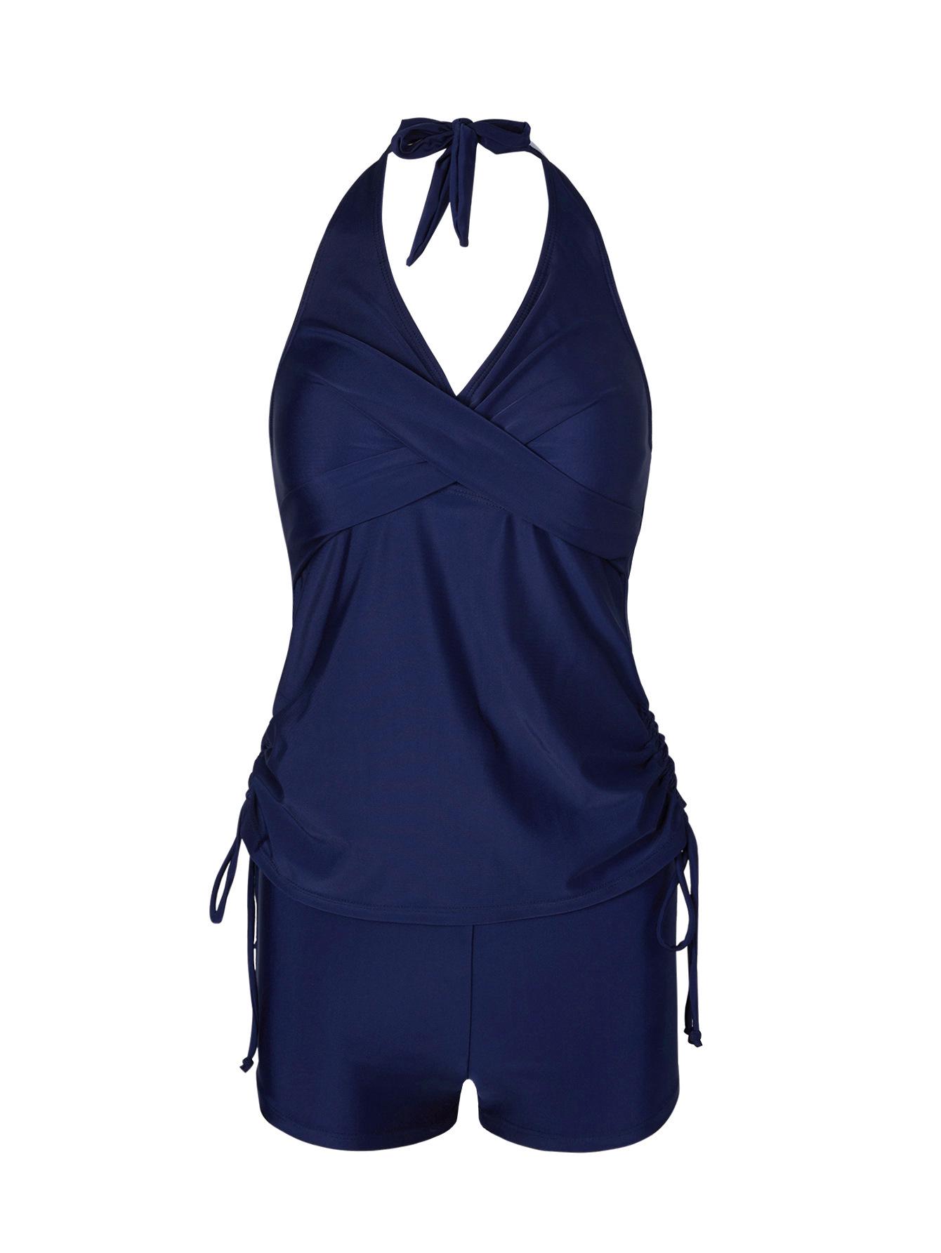 2024 Высококачественный женский раздельный танкини-халтер с шортами-бойлегами Small