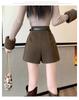 Woolen High-Waisted Wide-Leg Women's Shorts - A-Line Autumn/Winter 2026 Casual Bootcut