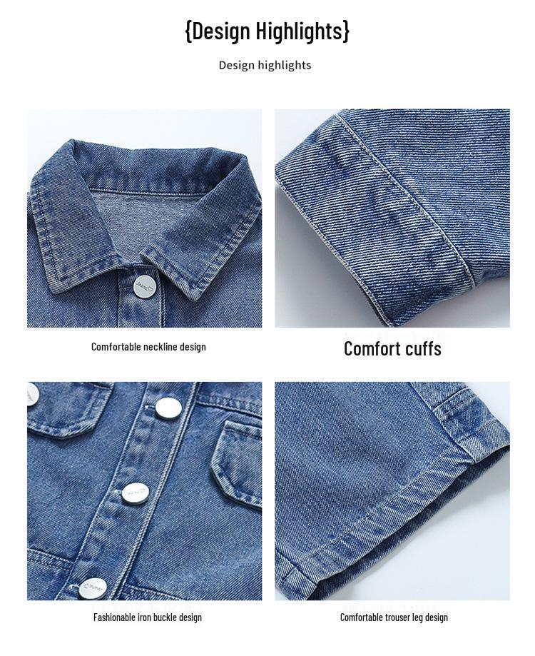 2025 Stilvoller Herbst-Denim-Jumpsuit für Mädchen - Trendiges zweiteiliges Jeans-Outfit