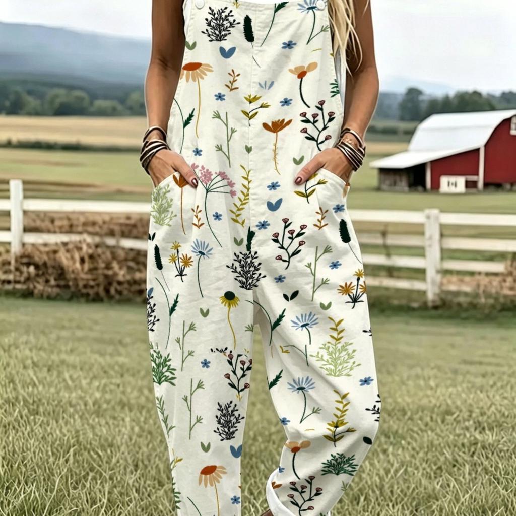 Ladies' Casual Overalls with Fashionable Sleeveless Button Design and Pockets, Suitable for Vacation and Daily Wear