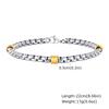 Classic Stainless Steel Btacelets for Men Boys,Silver Color Links Wristband with Gold Color Beads,Stylish Cool Jewelry Gifts
