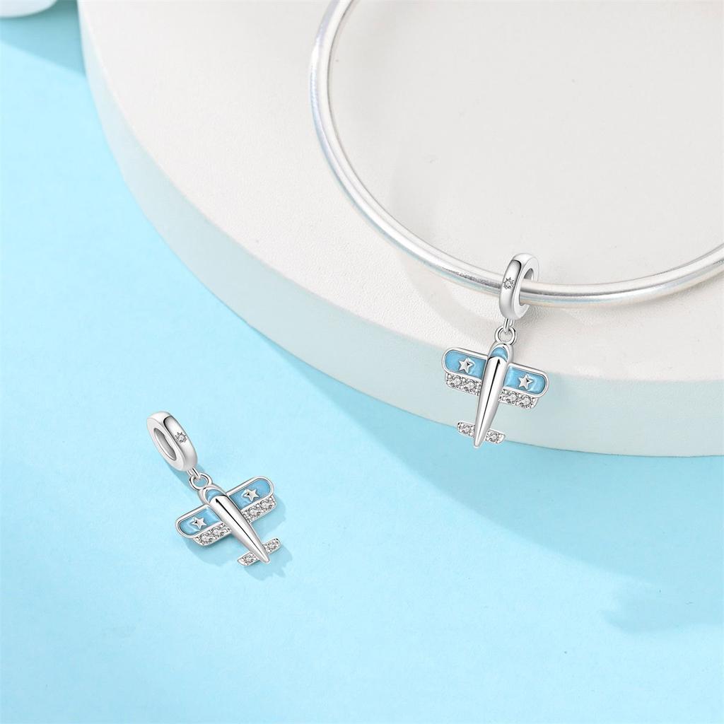 DIY Pendant Accessories Blue Oil Drop Bow Beaded Bracelet Necklace Set