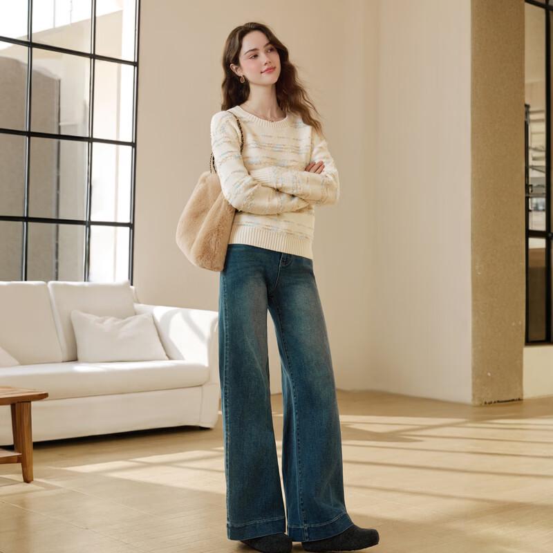 BETU 2026 Winter Daily Commuter Color-Block Knit Sweater
