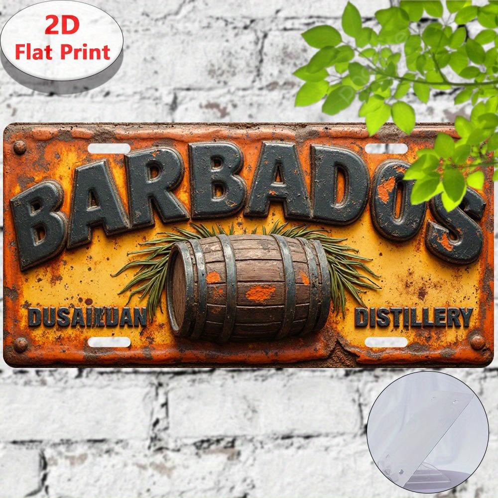 D-Moll pc Vintage Barbados Distillery Schild Aluminium Wandkunst Rustikales Industrielles Dekor für Zuhause Garage Bar