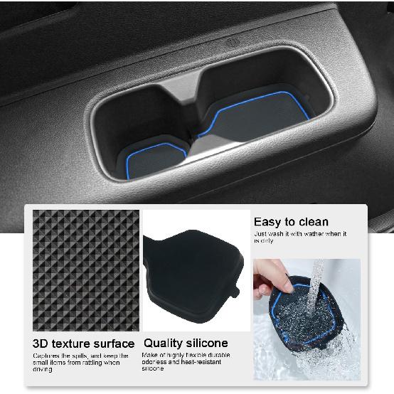 Cup Holder Coaster For Kia Telluride Accessories     2024 2025 Silicone Cup Holder Ert Mat Non-Slip Center Console Pad Car Interior Accessories