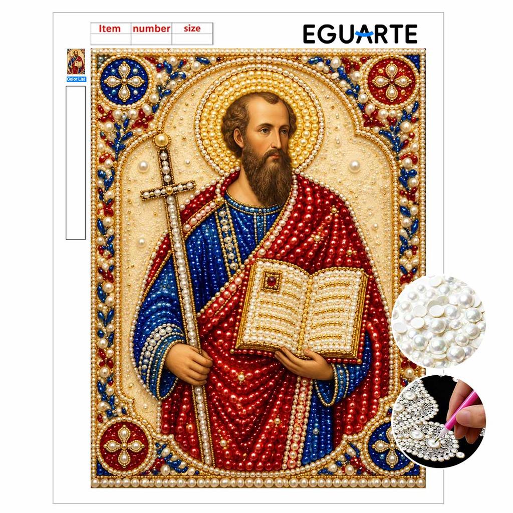 DIY 3D Pearl Diamond Painting Art Set Saint Apostle Religious Portrait Home Decor Art Set Wall Art