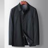 Men's Jacket Spring and Autumn Lapel Shirt Version Top Youth Light Luxury Milk Silk Business Casual Jacket