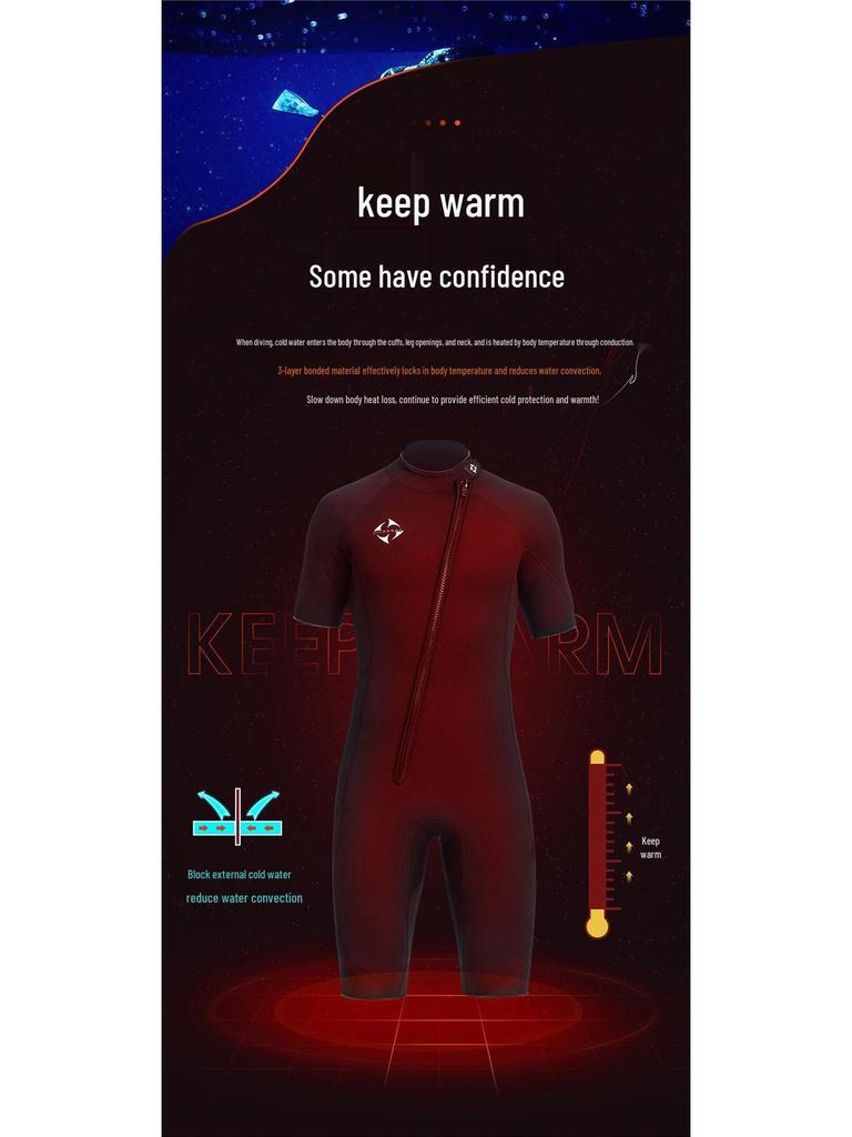 DIVE&SAIL 3MM Men's Short Sleeve Wetsuit for Diving, Snorkeling, Surfing & Swimming