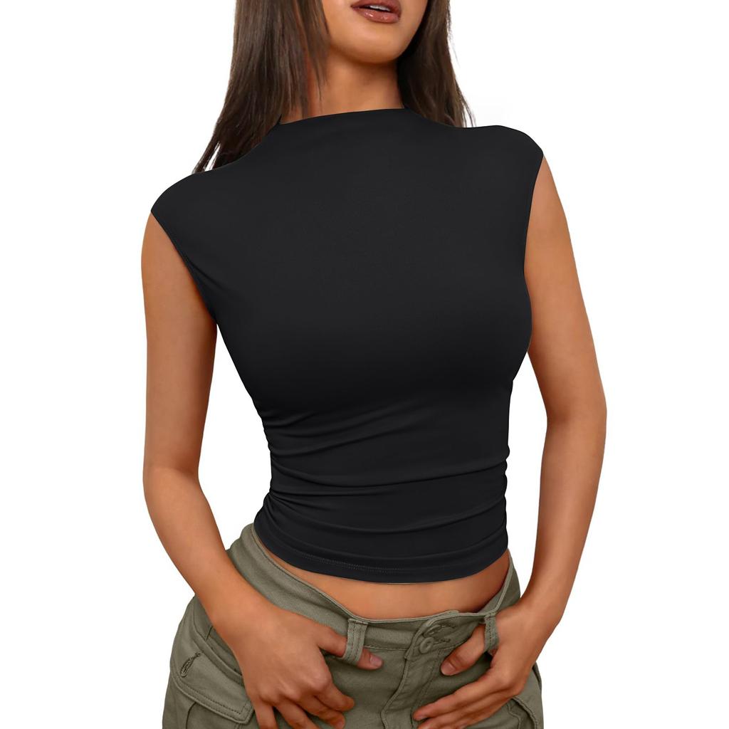 Damenmode Lässig Schlank Ärmellos Bottoming Shirt Oberbekleidung Top