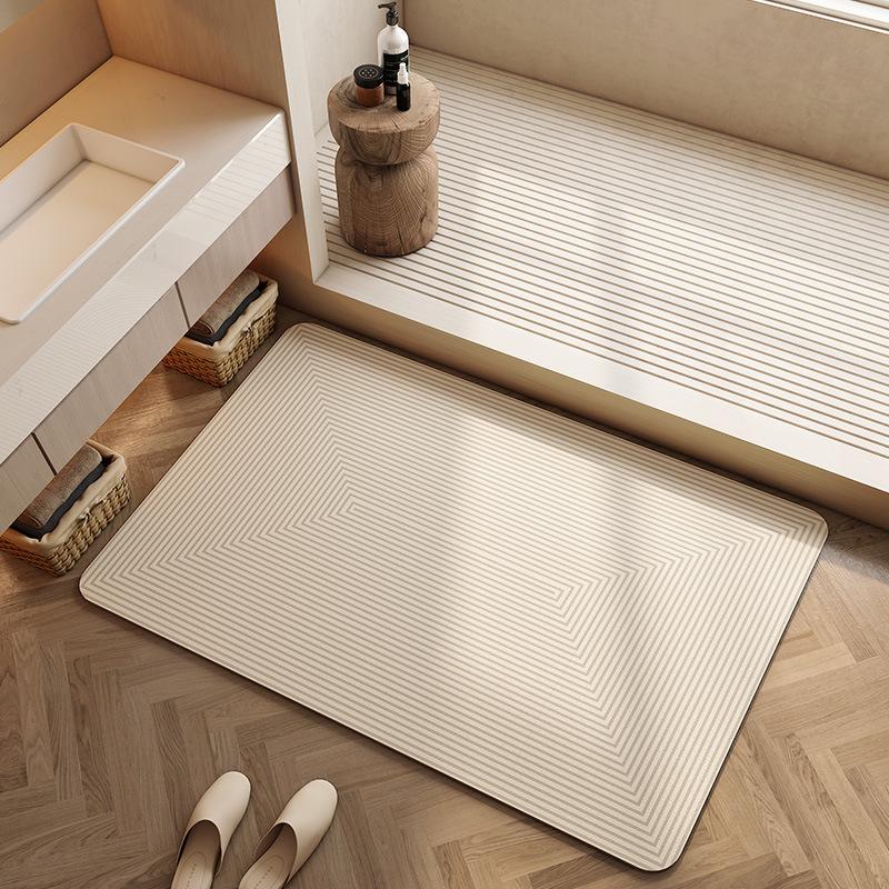 Japanese Diatom Mud Bathroom Mat: Water-Absorbing, Anti-Slip, Quick-Drying, Easy-Clean Decorative Foot Mat for Toilet Door.