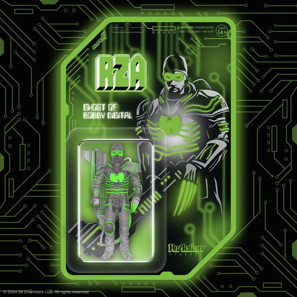 Super7 RZA Bobby Digital ReAction Figure RZA Action Figure with Accessories Classic Hip Hop Collectible Retro Toy (Clear) - 3.75"
