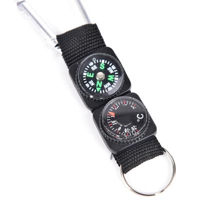 3 In 1 Camping Klettern Wandern Karabiner Schlüsselanhänger Kompass Thermometer Schlüsselring