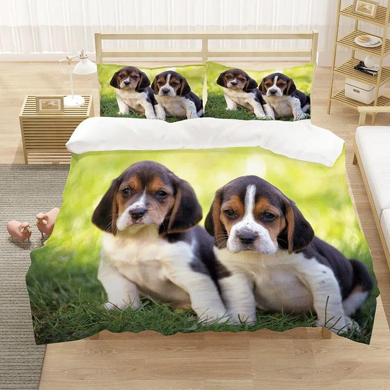 Set Copripiumino Pastore Tedesco Set King/Queen Size Cane di Razza Animale Set Biancheria da Letto Bambini Cane Carino Cucciolo Copripiumino
