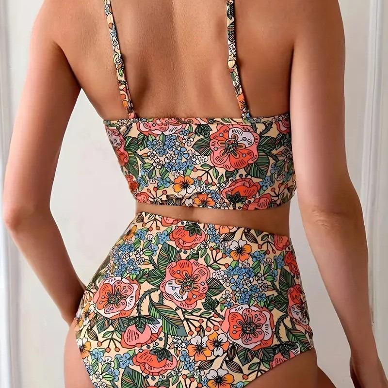 Nouveau Maillot de Bain Bikini Sexy Bikini Imprimé Taille Haute Maillot de Bain à Fente pour Femmes