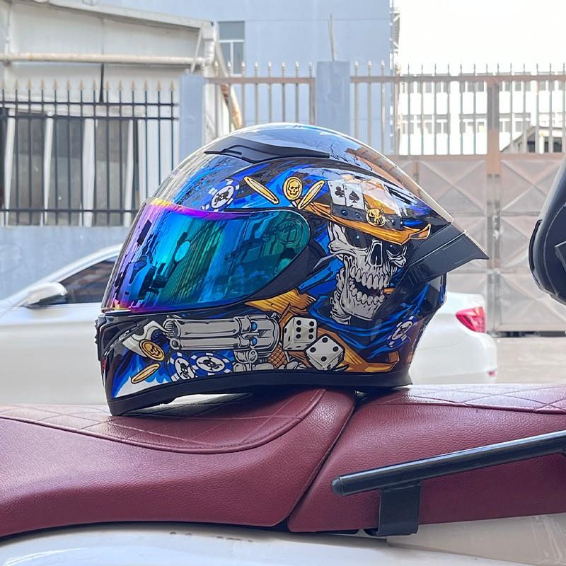 Full Face Motorcycle Helmet With Rear Wing Spoiler ABS Material Bluetooth Compatible Men All Season Riding