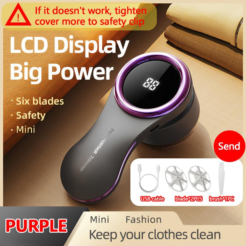 

Electric Lint Remover Fabric Shaver LCD Display USB Rechargeable Portable Clothes Fuzz Remover Household Hair Balls Tool фиолетовый