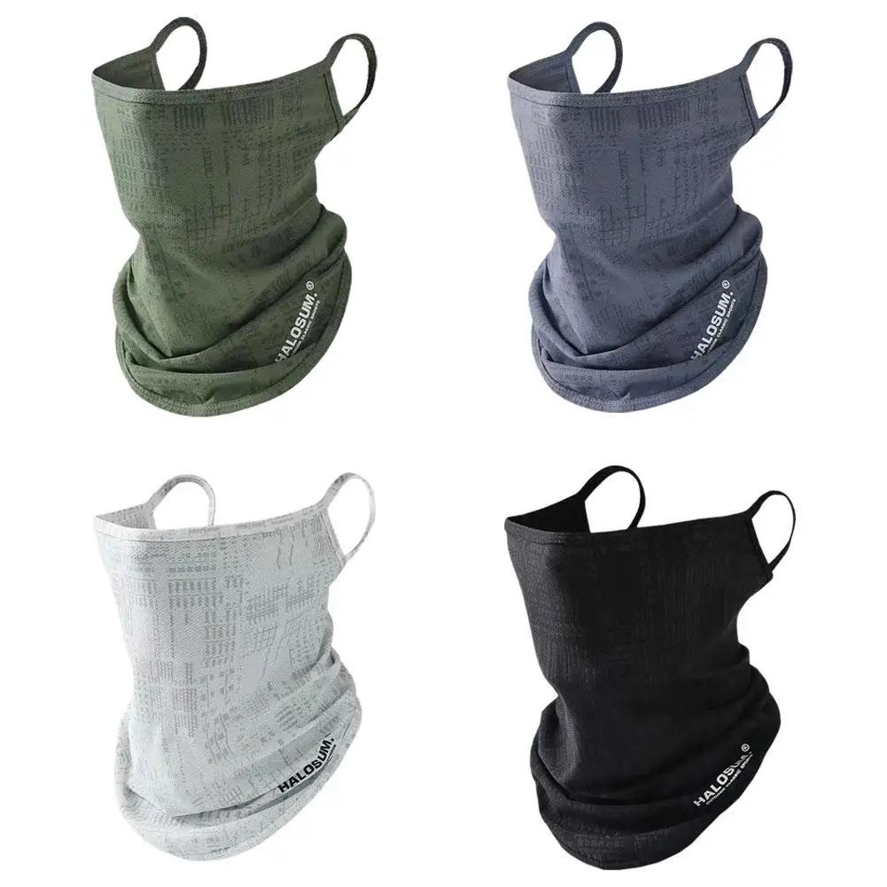 Thin Breathable Quick-Dry Outdoor Face Mask Sun Protection Summer Ice Silk Scarf Letter Pullover Neck Warmer