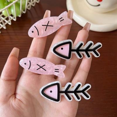 2 Stück/Los Damen Süße Niedliche Haaraccessoires Rosa Kleiner Fisch Haarspange Kinder Haarspangen Seite Entenschnabelspangen Mädchen Kopfschmuck