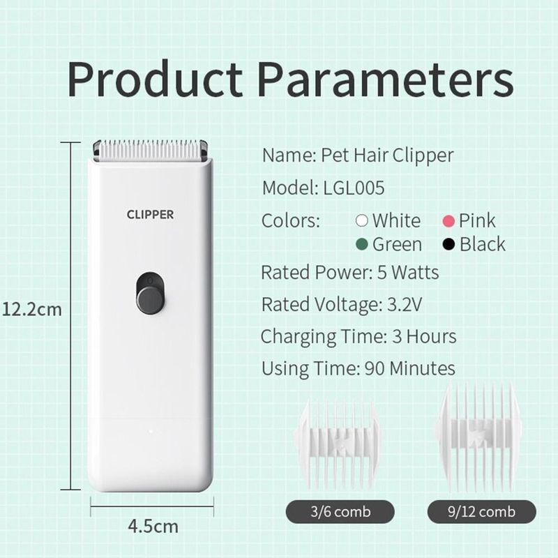 Portable Pet Hair Clipper Silent Waterproof Pet Grooming Electric Clippers Multifunctional Shaving and Hair Cutting Tool