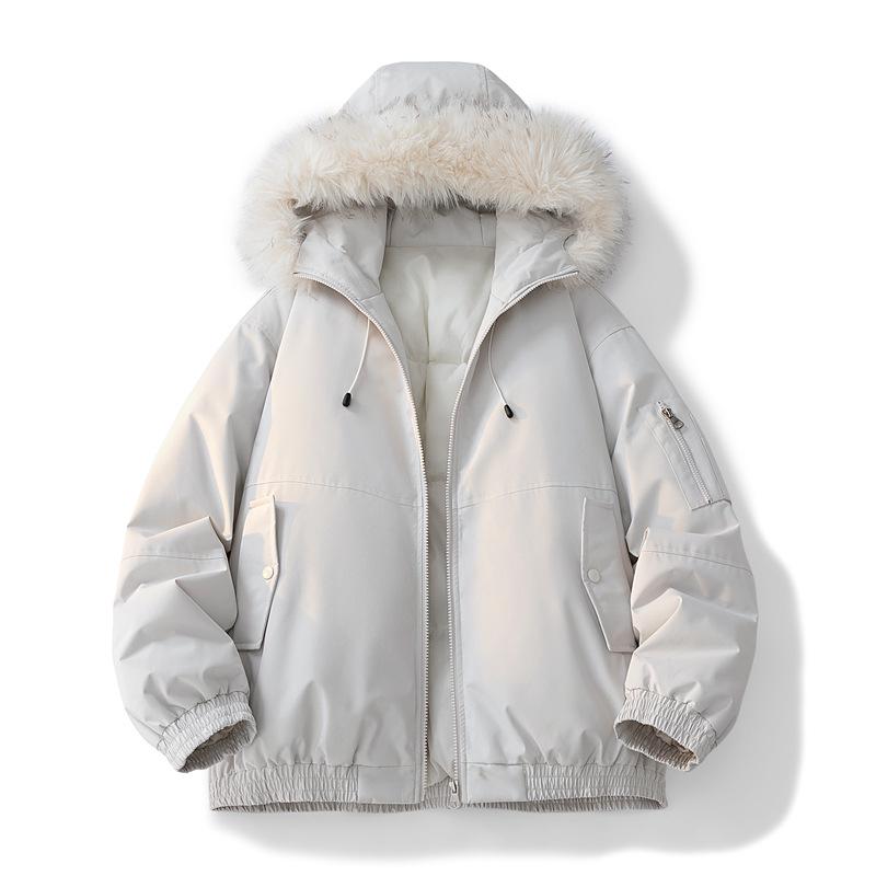

Pike Workwear Men s Retro Cotton Jacket with Fur Collar - Hooded, Thickened, Autumn/Winter Style. S світло-бежевого кольору