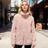 Women's Fuzzy Fleece Jacket Long Sleeve Zip Up Sherpa Coat Soft Stand Collar Fall Outerwear with Pockets