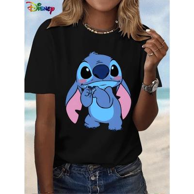 Camiseta casual versátil de manga corta con estampado de moda, cuello redondo, camisetas holgadas para mujer