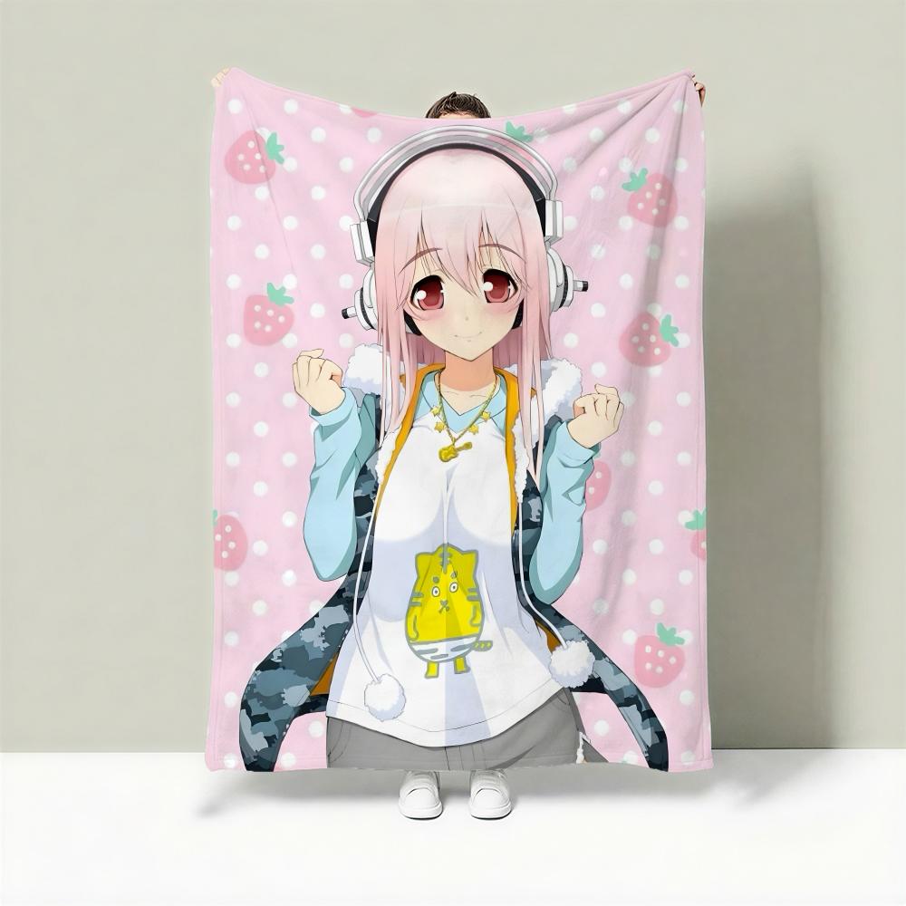 Character S-Super Sonico Throw Lightweight 240g Flannel Blanket Soft Skin-friendly for Summer Cooling