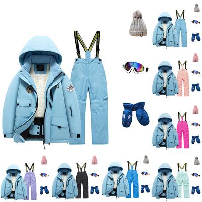 Ensemble de Vêtements de Ski pour Enfants Mode Garçons et Filles Épaissi Imperméable Thermique Combinaison de Ski Ensemble Cinq Pièces avec Veste et Pantalon