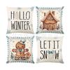 New Christmas Throw Pillow Cushion Home Decoration Short Plush Linen Printed Throw Pillow Cover