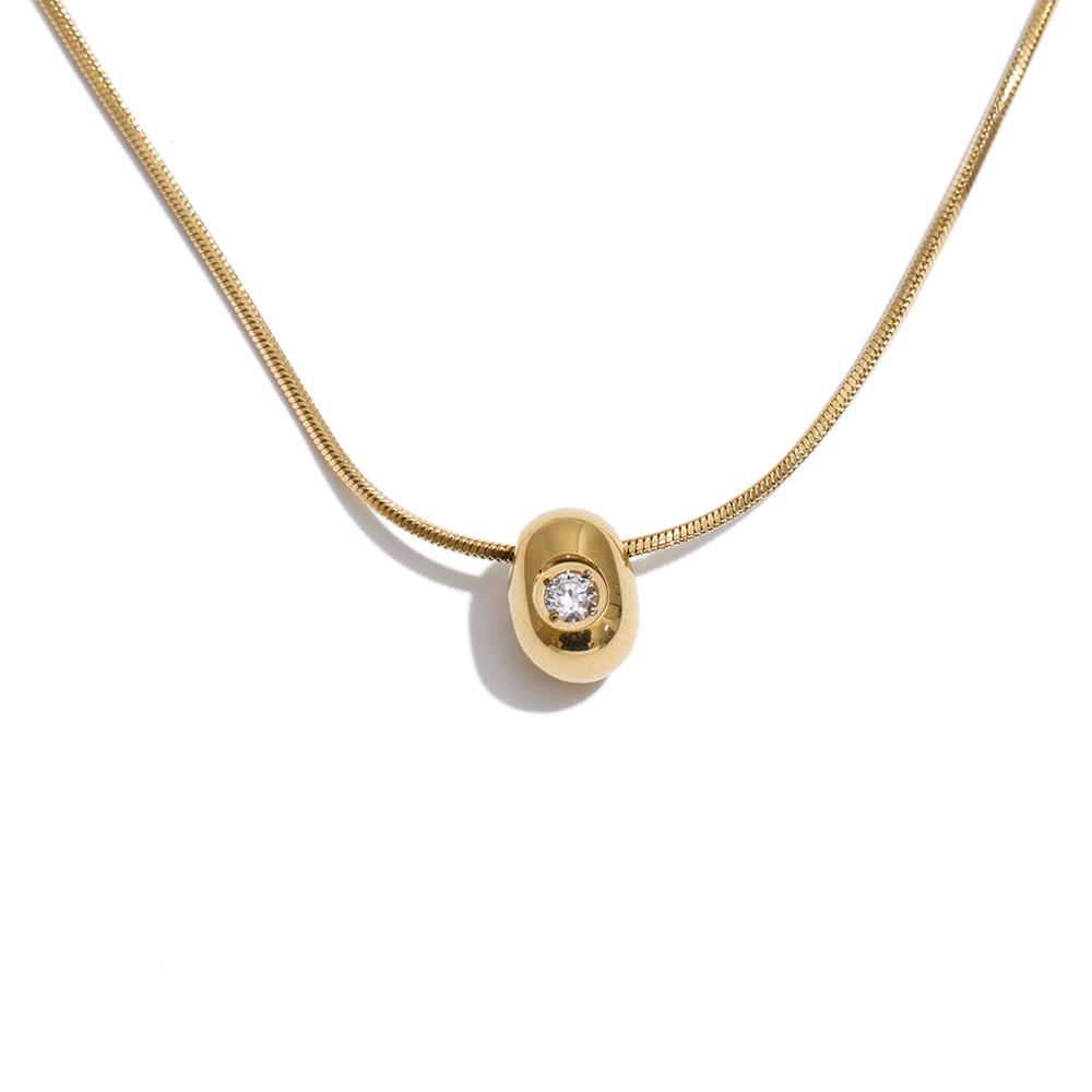

Yhpup Stainless Steel Zirconia Casting Oval Drop Necklace High Quality New Daily Wear Collar Jewelry Hypoallergenic