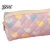Cute Pen Organizer Heart Print Pencil Case Minimalist Square Pouch