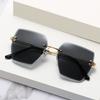 Box Trimmed Sunglasses Metal Rimless Glasses Frame Trendy Uv Protection Sunglasses Women