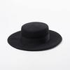 Autumn and Winter New Woolen Flat Top Hat Shopping Casual Fashion Webbing Decorative Felt Flat Top Hat