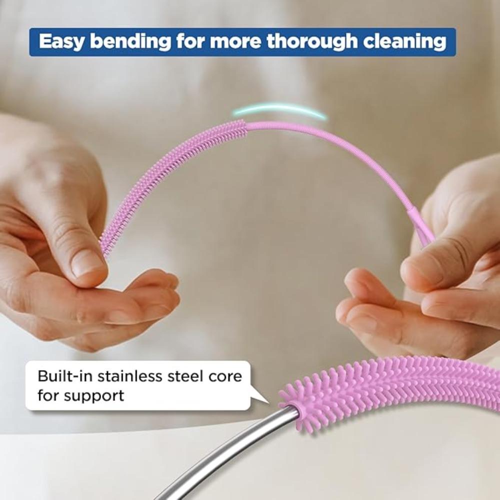 2pcs Bendable Pipe Tube  Cleaning Brush 6/8mm Pacifier Brush Silicone Straw Brushes  Kitchen