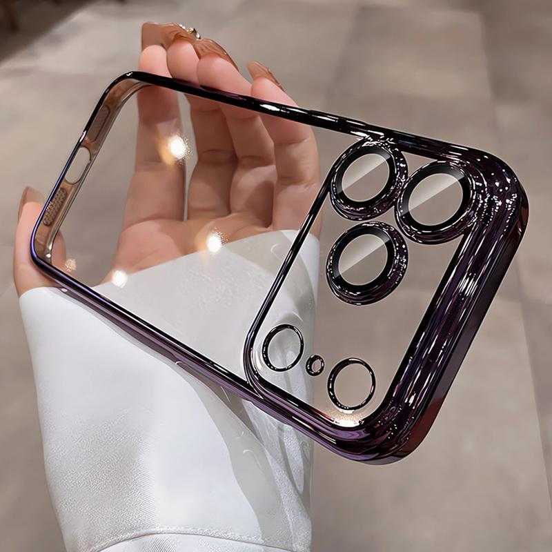 Luxury Glitter Plating Silicone Soft Case For iPhone Air 17 16 15 14 13 Pro Max Plus 16E Clear Camera Cover Protection TPU Shell
