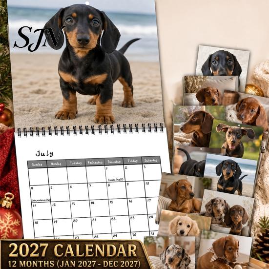 Room Decoration Calendar 2027 Dachshund Dog Wall Calendar, 12 Month Hanging Planner, Jan Academic Office Supplies 2027-Dec Theme for Home Organizing