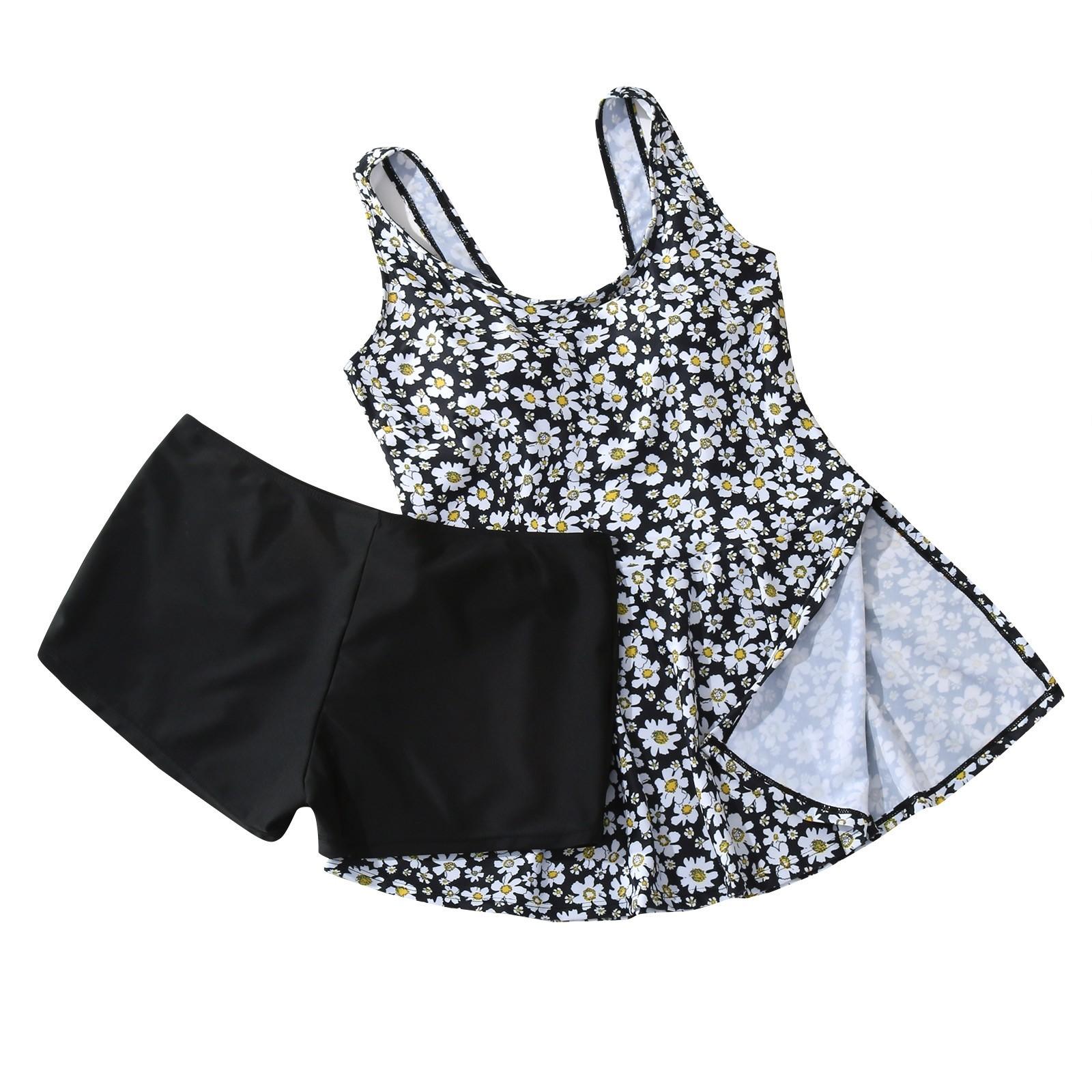 

2024 Новые купальники с принтом ромашки, купальники танкини для женщин, купальник с высокой талией, женский двухсекционный купальный костюм, пляжная одежда с шортами XXXL белый