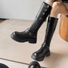 Black Retro British Style Thick Heel Thick-soled Boots Women's Autumn and Winter Boots Tall and Thin Knight Boots