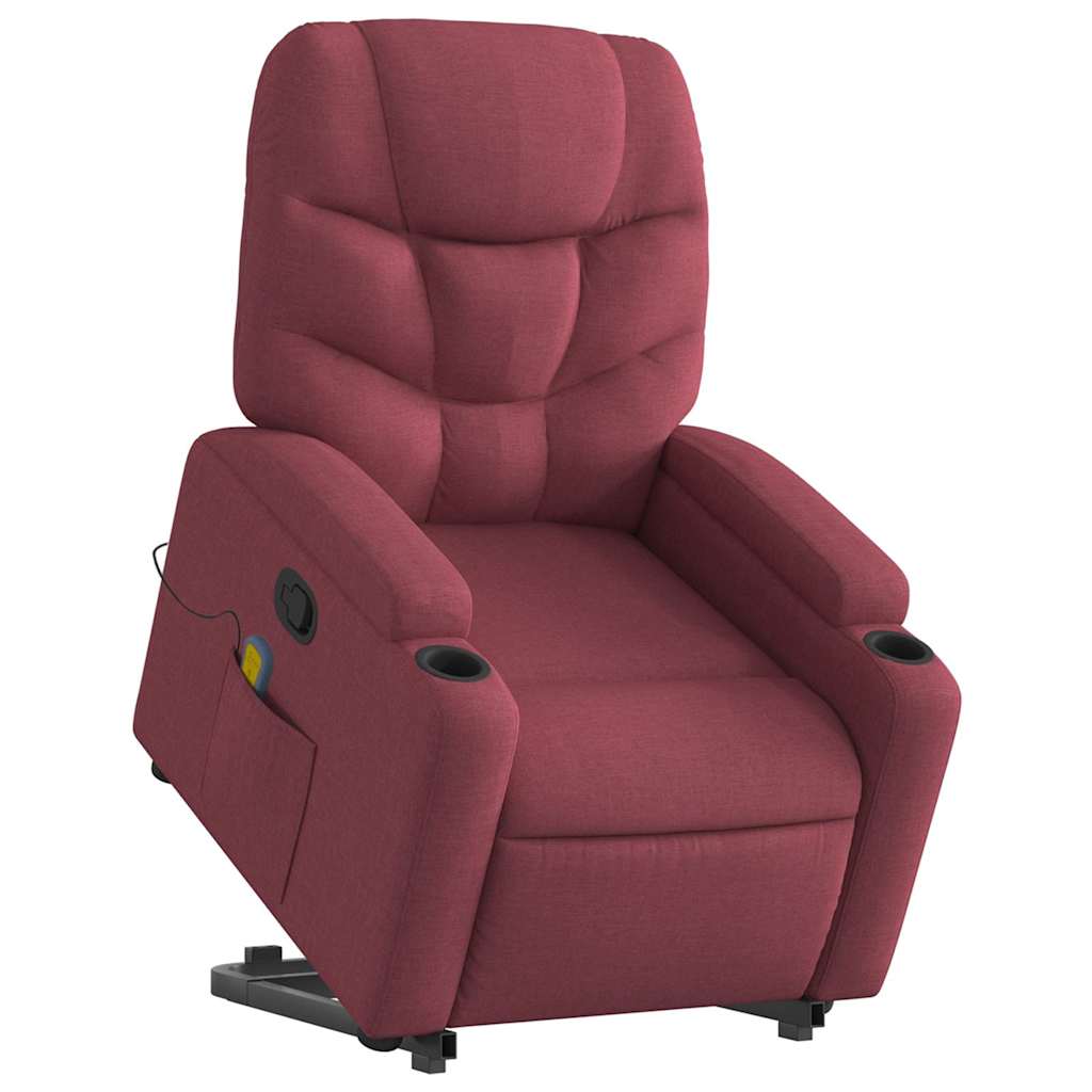 Recliner Chair with Lift Function Wine Red Fabric