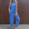 2024 Spring/Summer Cotton Linen Casual Two-Piece Set: Sleeveless Top & Loose Long Pants for Women