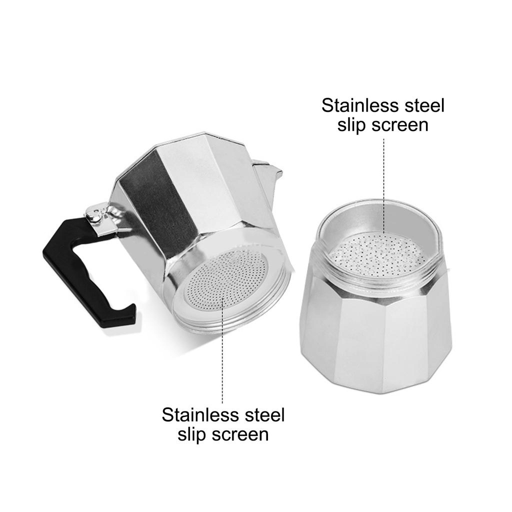 Moka Pot Italian Stovetop Coffee Maker Aluminum Alloy European Style Octagonal Utensil6 Cup 300ml