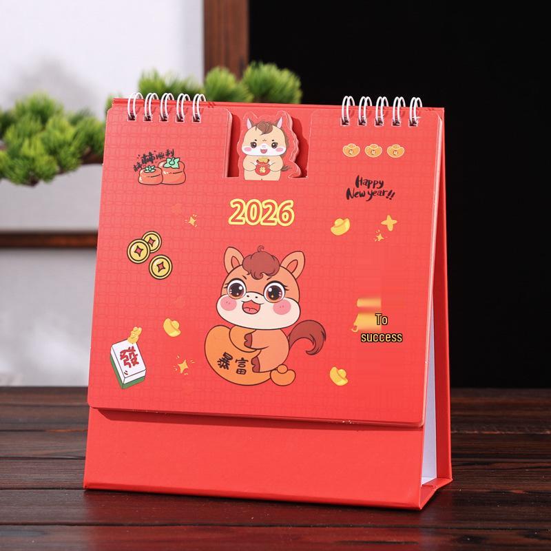 2026 Chinese Style Year of the Horse Red Desk Calendar – Creative Cut-out Design