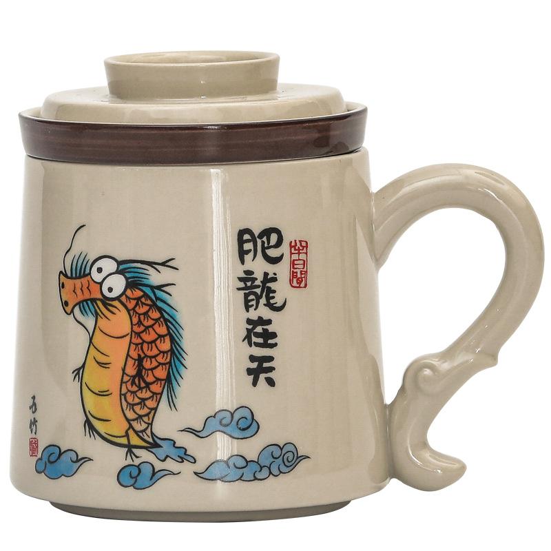 

Милая керамическая чашка для чая, кружка большой вместимости с крышкой, фильтром, для разделения чая, для дома, офиса, чашка для чая