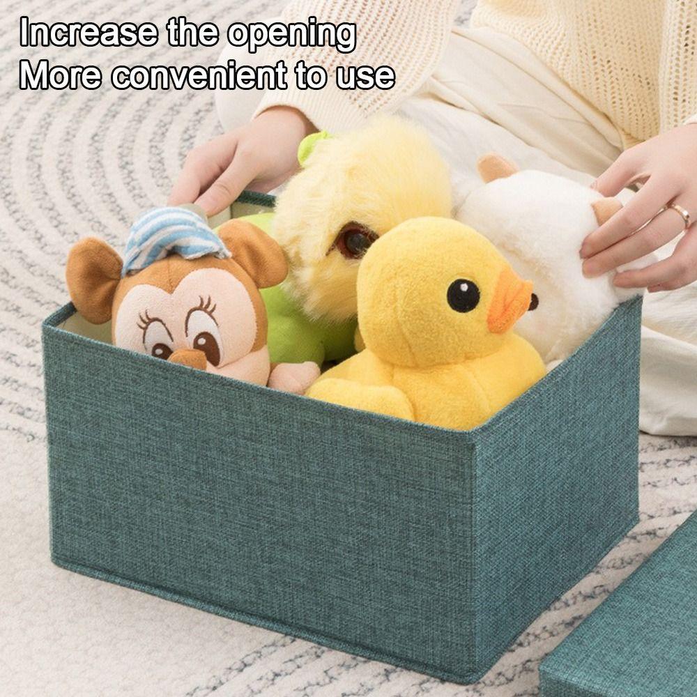 Cotton Linen Fabric Foldable Bins Folding Toys Organizer New Storage Basket