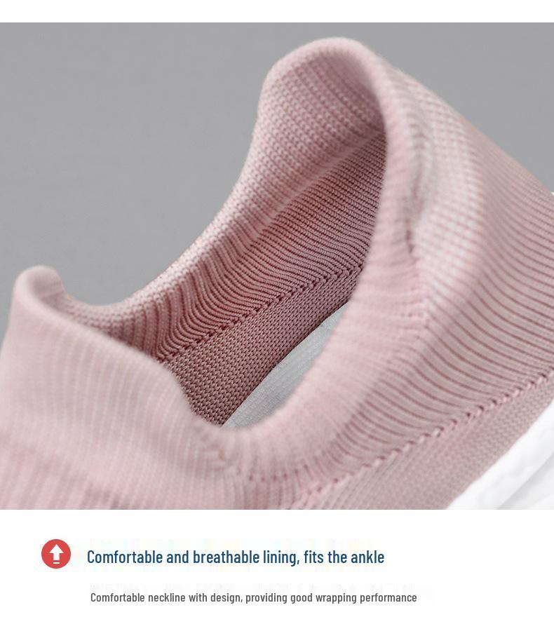 Men's Breathable Slip-On Sock Shoes, Odor-Resistant, Solid Color, Versatile Flyknit Shoes, Casual Couple's Wear