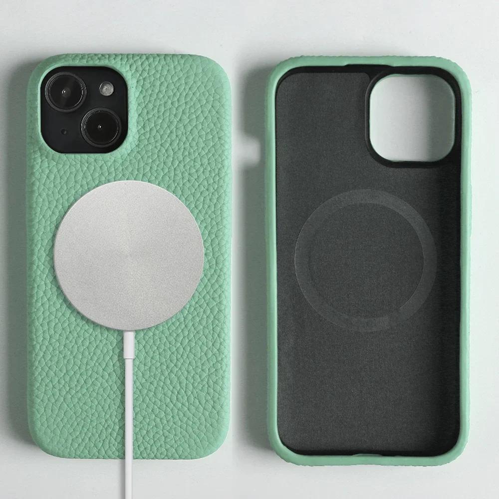 Magnetic Magsafe Genuine Leather Case for Iphone 16 Pro Max Iphone15 14Pro Cover Luxury Business Vintage Phone Cases Fundas