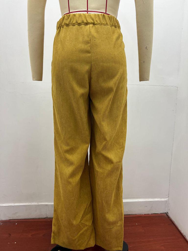 2025 Herbst Damen High Waist Lässige Cordhose - Locker, Einfarbig, Gerades Bein