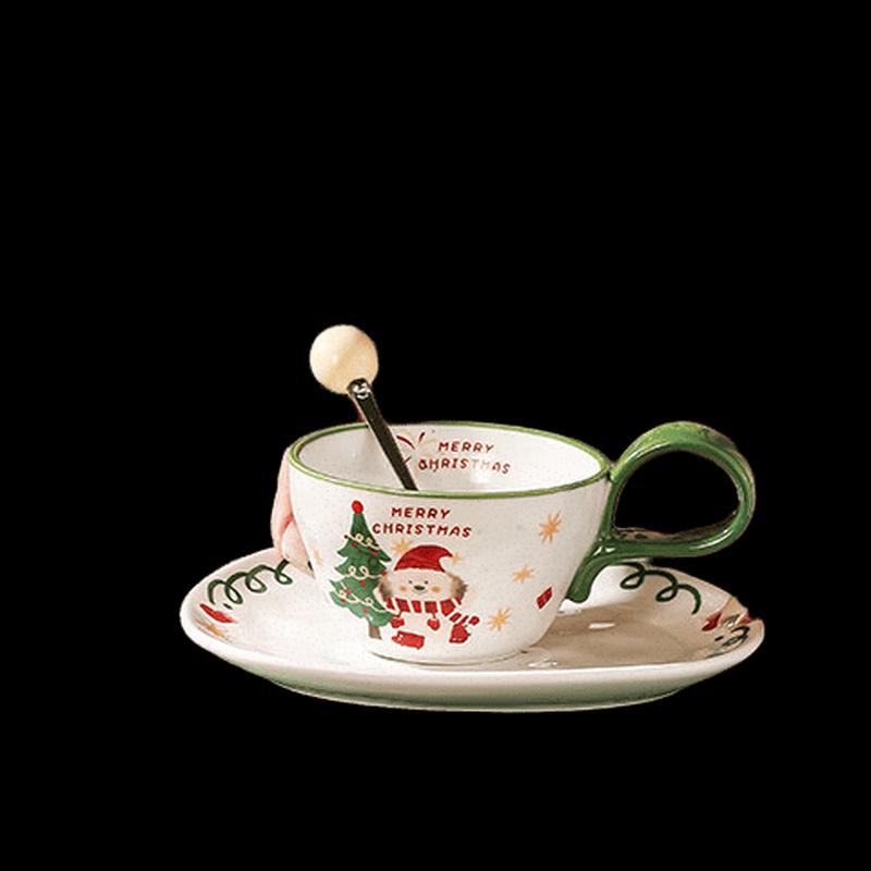 XIDERUN Ceramic Cartoon Dog Mug with Lid and Spoon